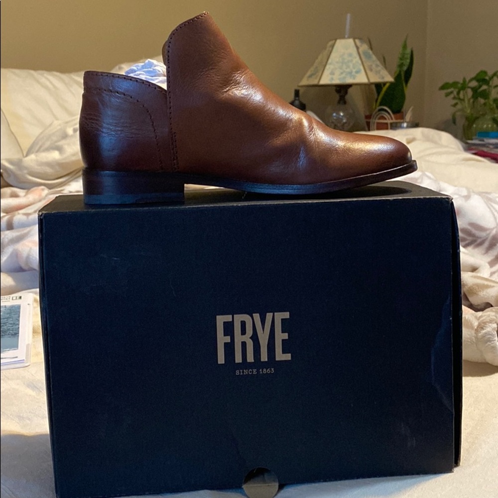 Cognac Frye Booties